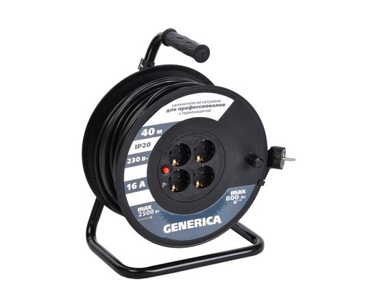  Катушка GENERICA УК40 (WKP20-16-04-40-G) с т/з 4 места 2P+PE/40м 3х1,5мм2 
