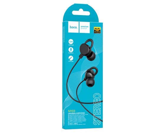  Проводные наушники HOCO M103 Rhyme, Jack 3.5mm, 1.2 м, черный 