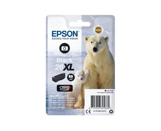  Картридж струйный Epson T2631 C13T26314012 фото черный (400стр.) (8.7мл) для Epson XP-600/700/800 