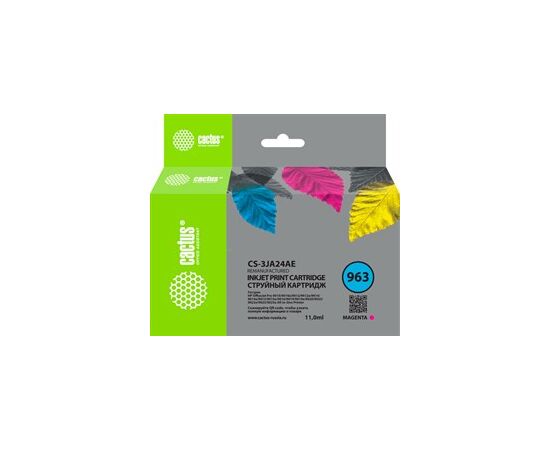  Картридж струйный Cactus CS-3JA24AE 963 пурпурный пигментный 11мл для HP OfficeJet 9010/9012/9013/9014/9015/9016/9019/9020/9025 