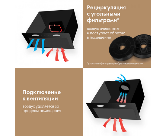  Вытяжка Domfy DM6036BB BG черный 