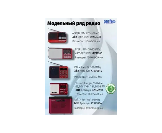  Perfeo мини-аудио Sound Ranger, УКВ+FM, MP3 (USB/TF), USB-audio, BL-5C 1000mAh, красный (SV922RED) 